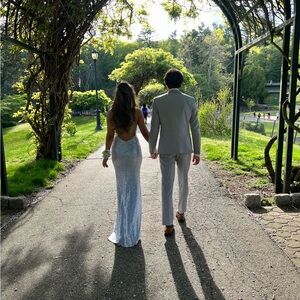 Silver/blue prom dress
